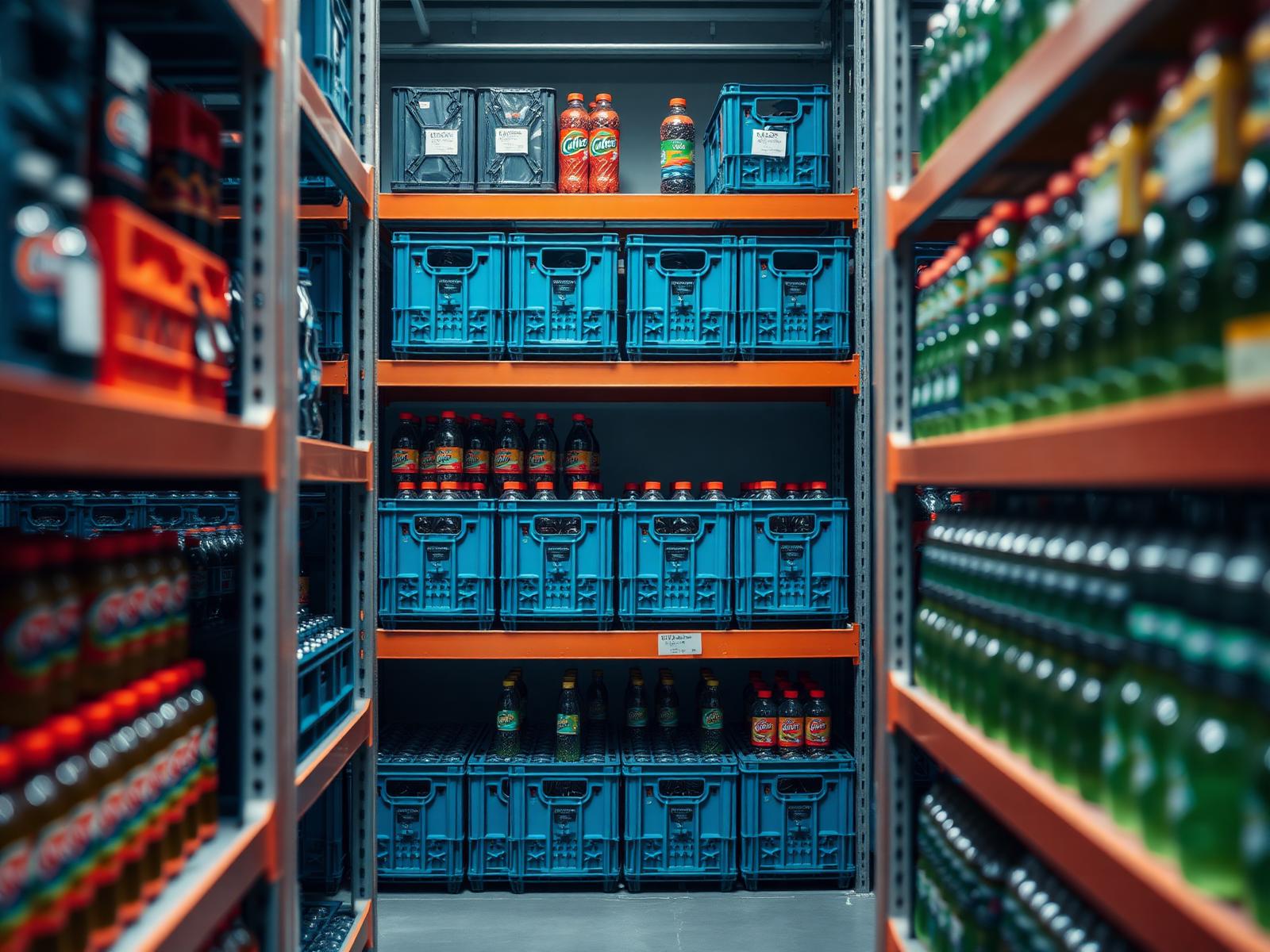 Stocked warehouse shelves